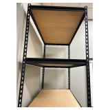 4-Tier Industrial Steel Shelving Rack - Plywood Shelves & Adjustable Uprights, Black Powder-Coated