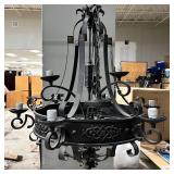 Black Wrought Iron 8-Light Chandelier - 26" x 20"