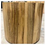 Zebrawood Round Drum Table - Cylindrical End Table with Natural Veneer