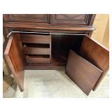 Dark Wood Cabinet / Armoire - Two-Piece with Upper & Lower Doors