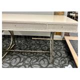 Bernhardt Console Table Desk - White Finish - 3 Drawers - Gold Ring Base