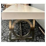 Bernhardt Console Table Desk - White Finish - 3 Drawers - Gold Ring Base