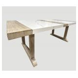 Faux Stone & Wood Outdoor Table 78 x 40 x 30 in with Center Umbrella Hole