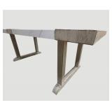 Faux Stone & Wood Outdoor Table 78 x 40 x 30 in with Center Umbrella Hole