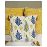 Throw Pillows - 19x19 Fern Print Front Pillow & 15x15 Yellow Pattern (Lot of 3)