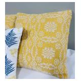 Throw Pillows - 19x19 Fern Print Front Pillow & 15x15 Yellow Pattern (Lot of 3)
