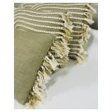 Pillows - Trio of Olive Green Throw Cushions 12 x 19 in Textured Weave