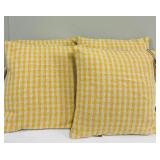 Yellow & White Checkered Throw Pillows 18 in x 18 in (Lot of 4)