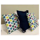 Polka Dot Accent Pillows 20x20 Set of 2 & Blue & White Pillow 24x24 (Lot of 3)