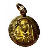 Vintage 18K Gold Virgin Mary Pendant