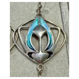 Pat Cheney Jewelry Scotland Sterling Silver Turquoise-Enamel Earrings