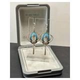 Pat Cheney Jewelry Scotland Sterling Silver Turquoise-Enamel Earrings