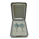 Pat Cheney Jewelry Scotland Sterling Silver Turquoise-Enamel Earrings