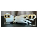 Sterling Silver Onyx Jewelry Set - Bracelet 7in, Ring Size 8, Earrings (2 Pairs)