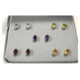 10K Gold Amethyst & Topaz Stud Earrings - New, Assorted Colors