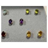 10K Gold Amethyst & Topaz Stud Earrings - New, Assorted Colors