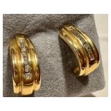 Pair of 10K Gold Diamond-Accent Earrings