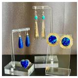 Sterling Silver Azurite-Malachite Ring (Size 7) & Azurite-Malachite Circle Earrings & Turquoise-Accent Earrings