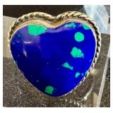 Sterling Silver Azurite-Malachite Ring (Size 7) & Azurite-Malachite Circle Earrings & Turquoise-Accent Earrings