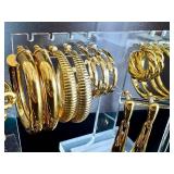 Gold-Tone Jewelry Collection - 39 Pairs Post-Back Earrings, Bangles & More Accessories