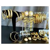 Gold-Tone Jewelry Collection - 39 Pairs Post-Back Earrings, Bangles & More Accessories