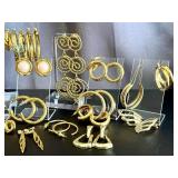 Gold-Tone Jewelry Collection - 39 Pairs Post-Back Earrings, Bangles & More Accessories