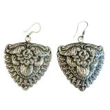 Sterling Silver Vintage Heart Earrings - Intricate Filigree