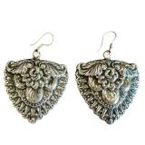 Sterling Silver Vintage Heart Earrings - Intricate Filigree