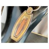 Damascene Gold Earrings - Vintage Damasquinado de Oro Filigree & Bead Drops