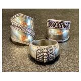 Sterling Silver Cannetille Wirework Rings - Set of 3, Mid-Century, Size 9.5