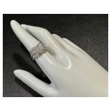 Epiphany Sterling Silver CZ Ring - Floral Cluster, Multi-Row Pavé, Size 8