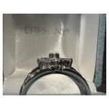 Epiphany Sterling Silver CZ Ring - Floral Cluster, Multi-Row Pavé, Size 8