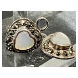 Sterling Silver Marcasite Heart Earrings (3 Pairs) & Ring Size 8