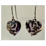 Sterling Silver Marcasite Heart Earrings (3 Pairs) & Ring Size 8