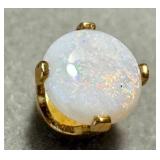 14K Gold Opal Stud Earrings - Pair