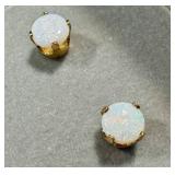 14K Gold Opal Stud Earrings - Pair