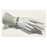 Larimar Bracelet - Sterling Silver 7in (925) Bezel-Set Cabochons