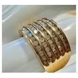 10K Gold Ring with Diamond Accents - Size 7