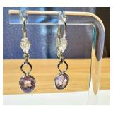 Amethyst Jewelry Set - Sterling Silver Bracelet & Rings, Crystal Earrings