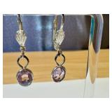 Amethyst Jewelry Set - Sterling Silver Bracelet & Rings, Crystal Earrings