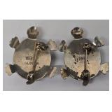Pair of Turtle Brooches - Alpaca Alloy with Abalone Inlay, 2 Pieces, One Clasp Damaged
