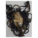 Macrame Necklace Set - Moss Agate 24 in - Jasper & Tiger Eye 21 in - Leather Pendant  (Lot of 3)