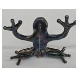 Sterling Silver Frog Brooch 925, Gold Bead Accent