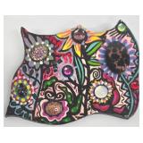 Graceful Geoponics Resin Brooch P Hempe - Hand-Painted Balsamwood Brooch - Bellows Pendant On Cord