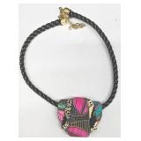 Graceful Geoponics Resin Brooch P Hempe - Hand-Painted Balsamwood Brooch - Bellows Pendant On Cord