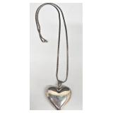 Sterling Silver Heart Pendant Necklace - 24in Chain - MEX 925