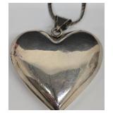 Sterling Silver Heart Pendant Necklace - 24in Chain - MEX 925