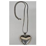 Sterling Silver Heart Pendant Necklace - 24in Chain - MEX 925