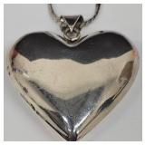 Sterling Silver Heart Pendant Necklace - 24in Chain - MEX 925