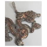 Dragon Pendant Set - 1.5 in Silver/Copper Dragon Pendant & Gold-Toned Brooch